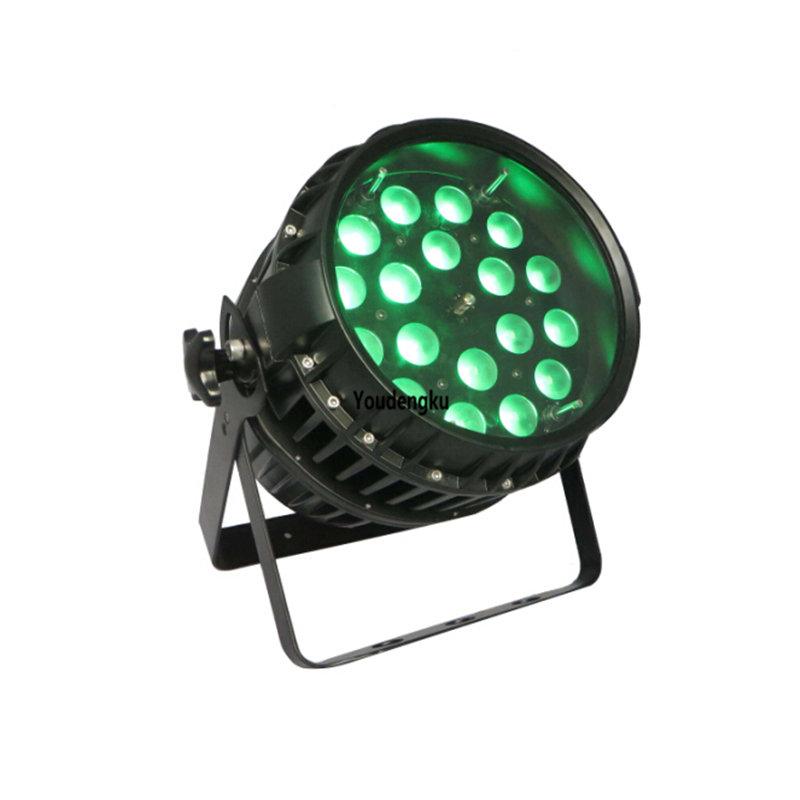 4-in-1 RGBW waterproof LED par can with 18x10W zoom, IP65 rated for outdoor stage lighting