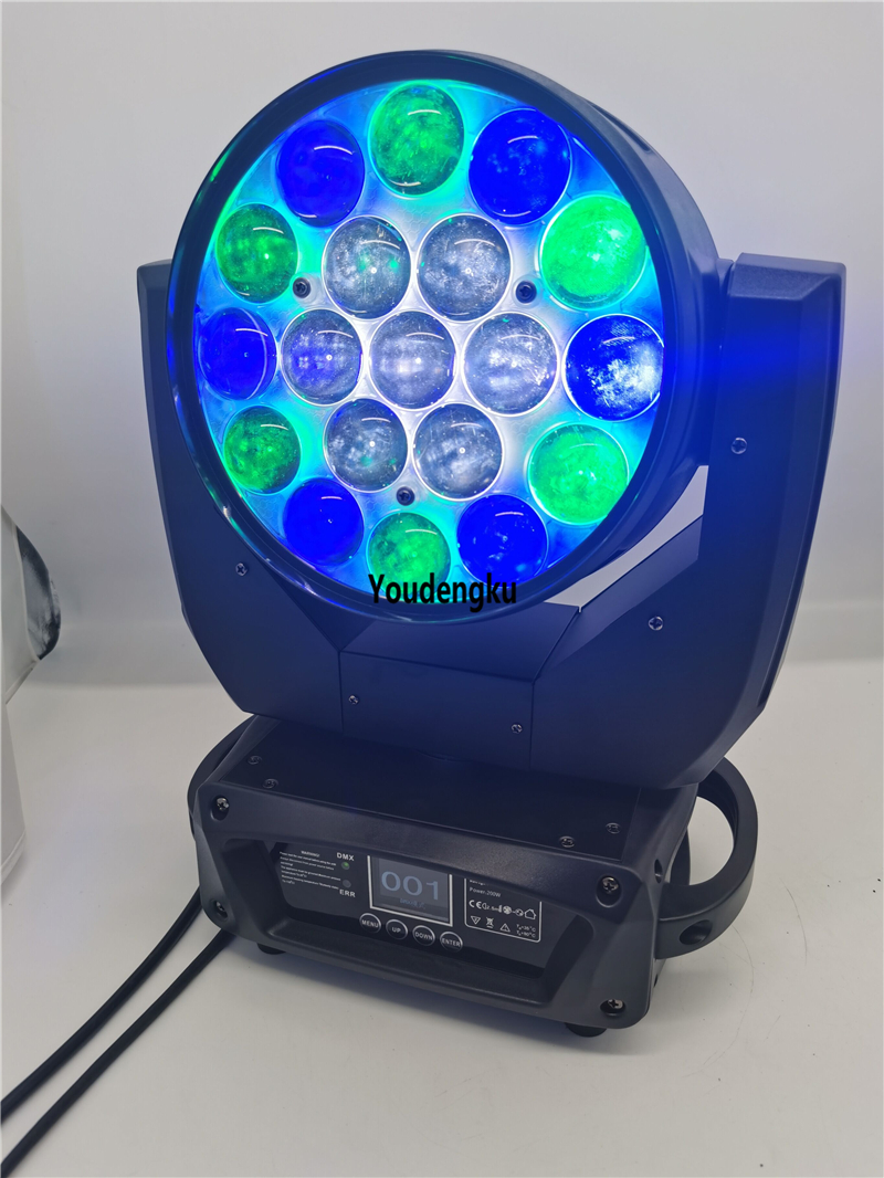 4-in-1 RGBW zoom moving head with 19x15W LED for wedding stage lighting
