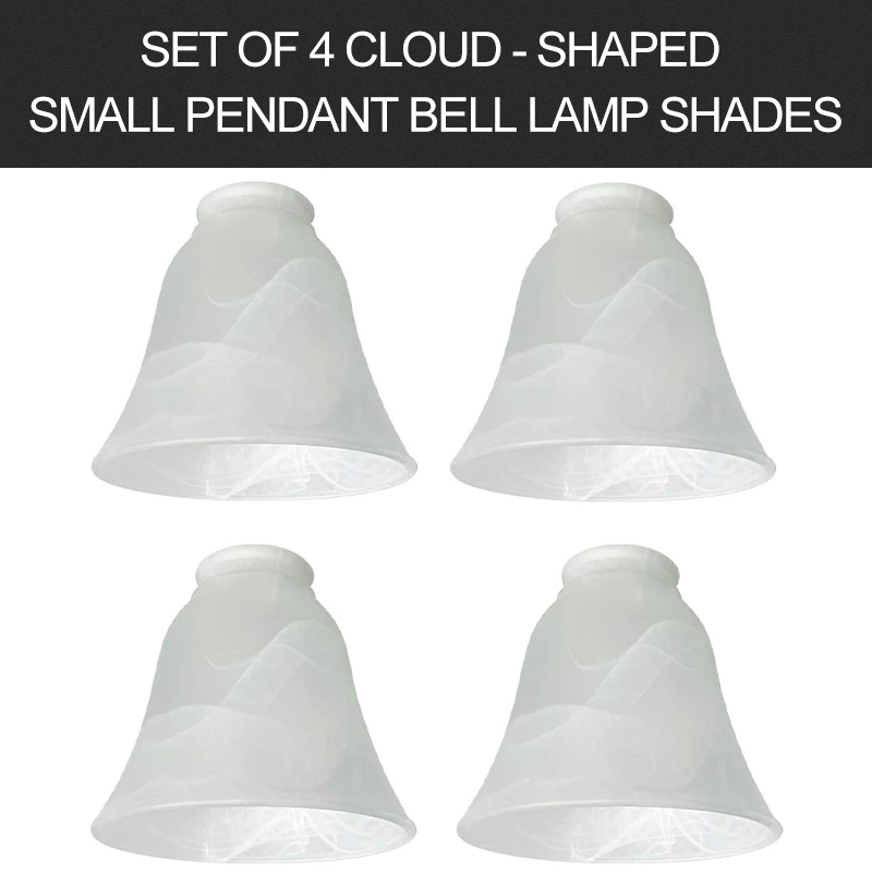 4-pack transitional bell-shaped glass shades for ceiling fan light replacement in alabaster color (4-3/4")