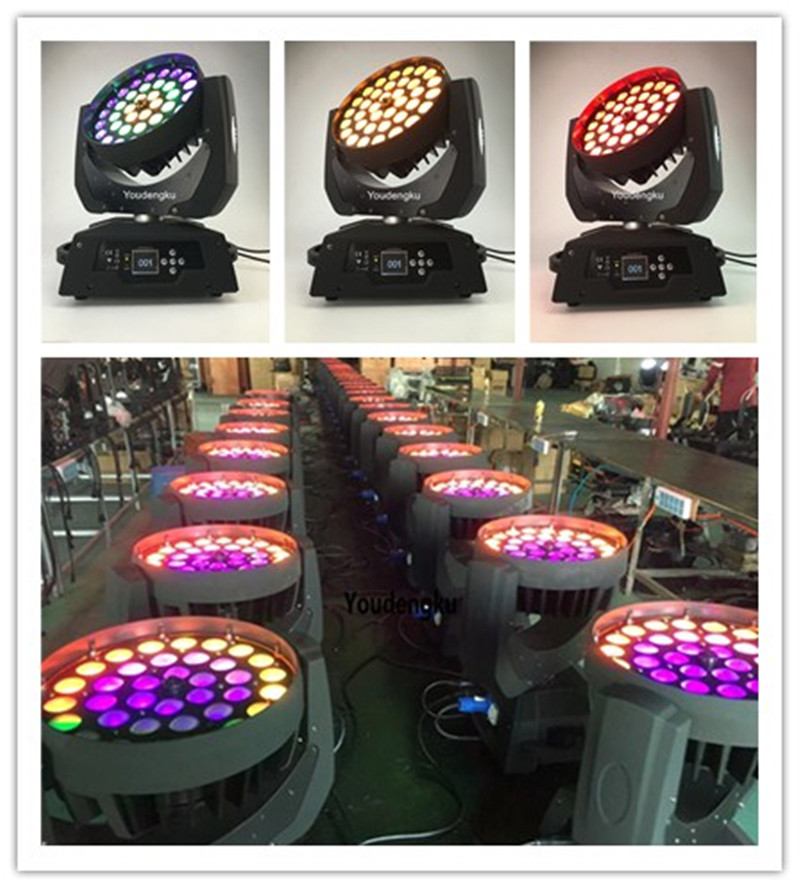 4pcs Zoom LED Moving Head Wash Light with 36x15W RGBWA 5-in-1 Ring Circle, DMX512 controlled moving head LED beam lighting