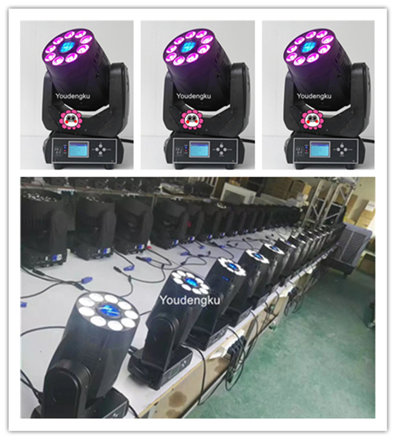 4-piece 90W LED spot with 9x12W RGBWAUV 6in1 moving head, DMX spot & wash 2in1 DJ lighting
