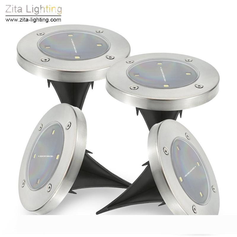 4-piece set of Zita Lighting solar-powered LED ground lamps for outdoor garden pathways
