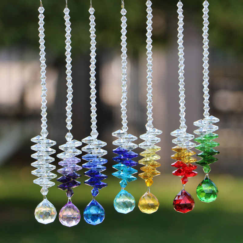 5 faceted crystal ball pendants for chandeliers, creating rainbow prisms as home or wedding decor