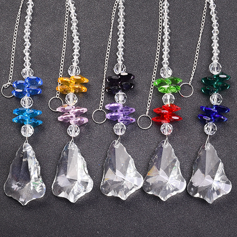 5 handmade 50mm crystal prism pendants for creating rainbows, perfect for wedding decor or window hangings
