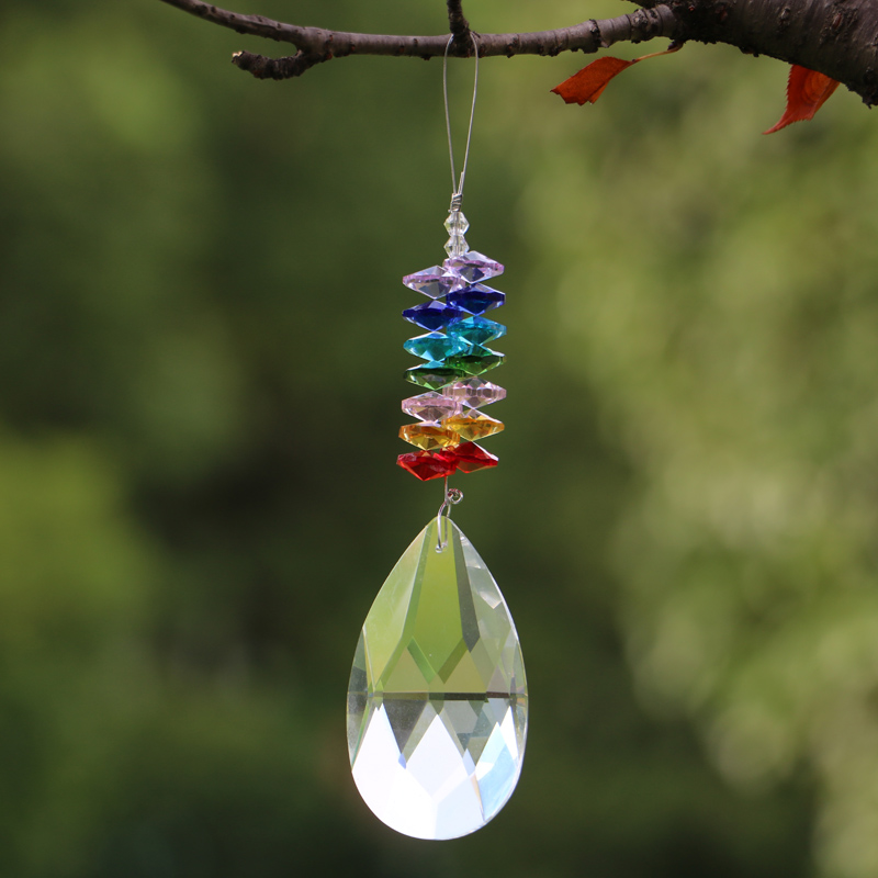 5 hanging crystal teardrop prism suncatchers for windows, home decor or gifts, 38mm size