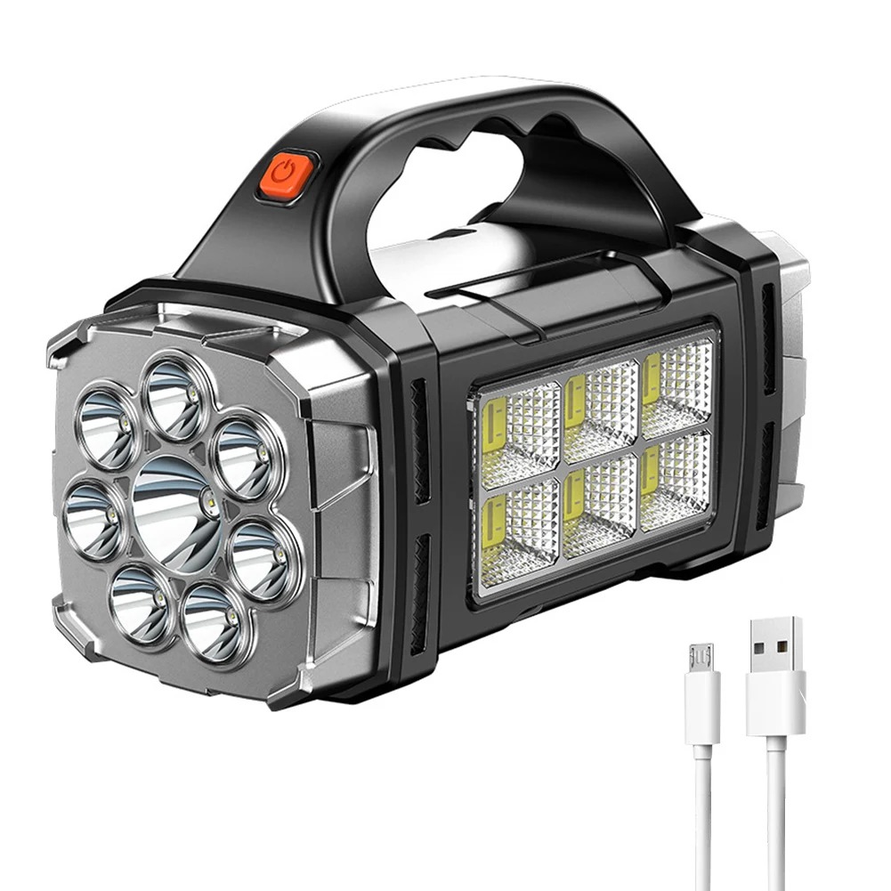 5000mAh solar-powered LED camping lantern with USB charging, waterproof design, doubles as a power bank