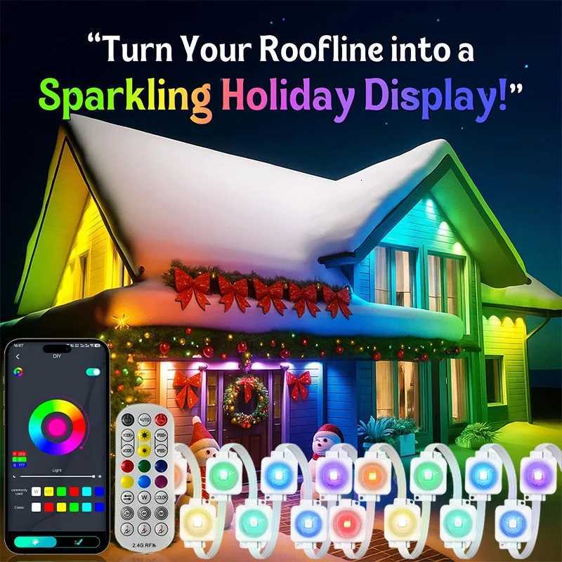 500FT Smart RGB Eave Lights App Remote IP67 Permanent Outdoor LED String Lights Home New Year Christmas Birthday DIY Lighting X251015