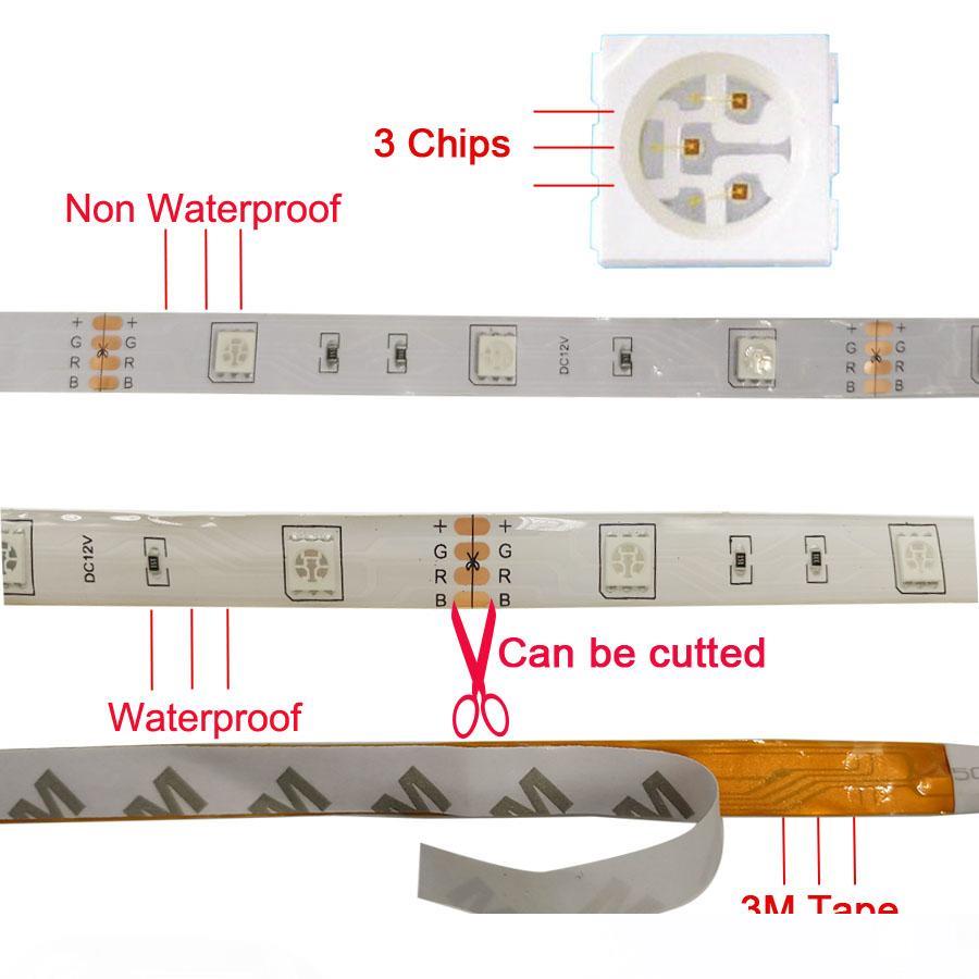 5050 SMD 5m 10m waterproof RGB LED strip with IR controller and power supply