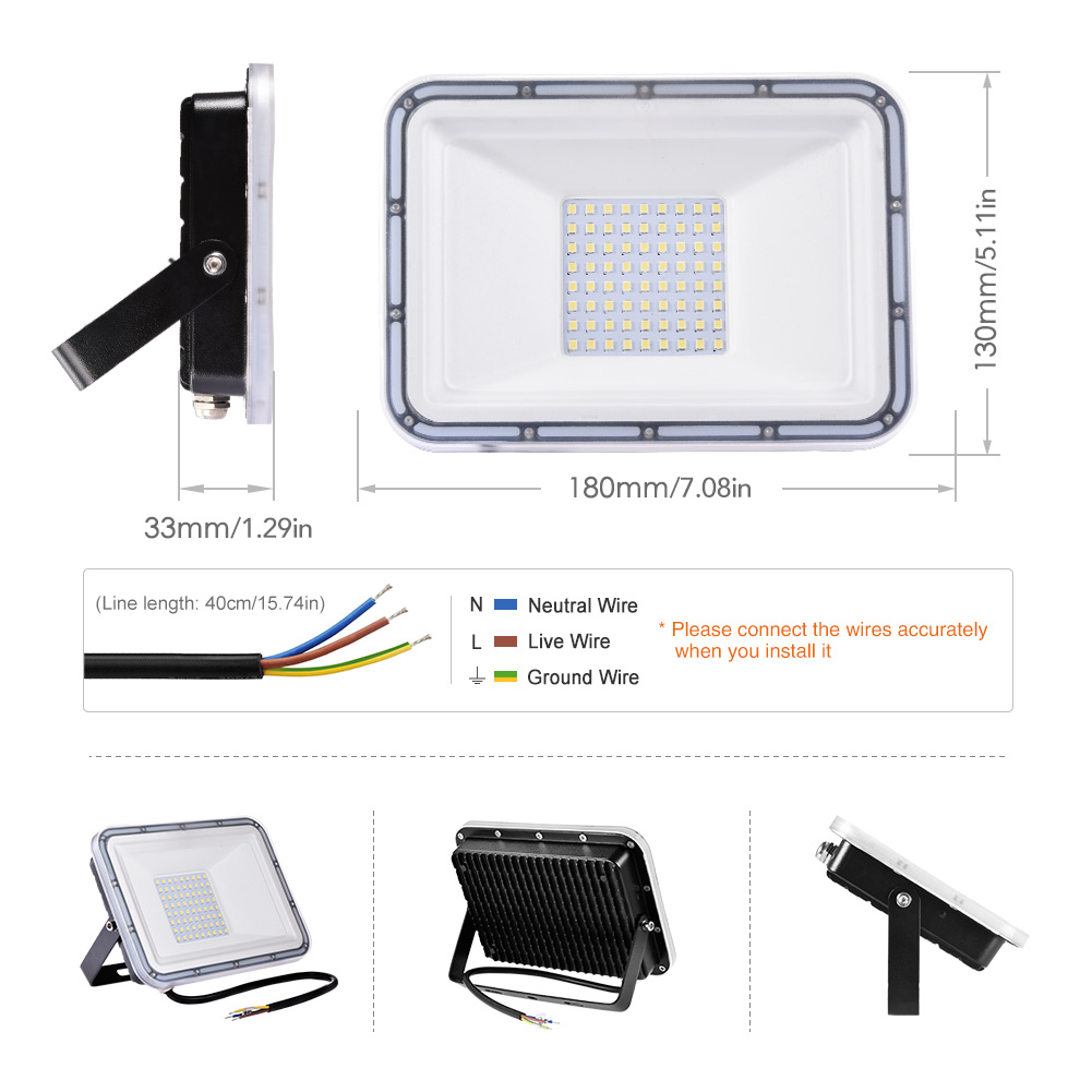 50W C8 LED floodlight for garden, yard, warehouse, garage, and factory lighting