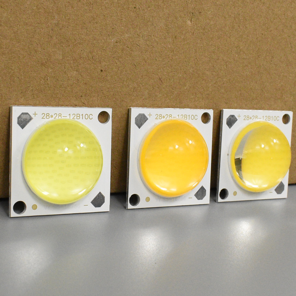 50W LED flip chip COB module with 28x28mm aluminum board for outdoor lighting, 1500mA current, 30-34V voltage, 10S12P configuration, 70RA light source