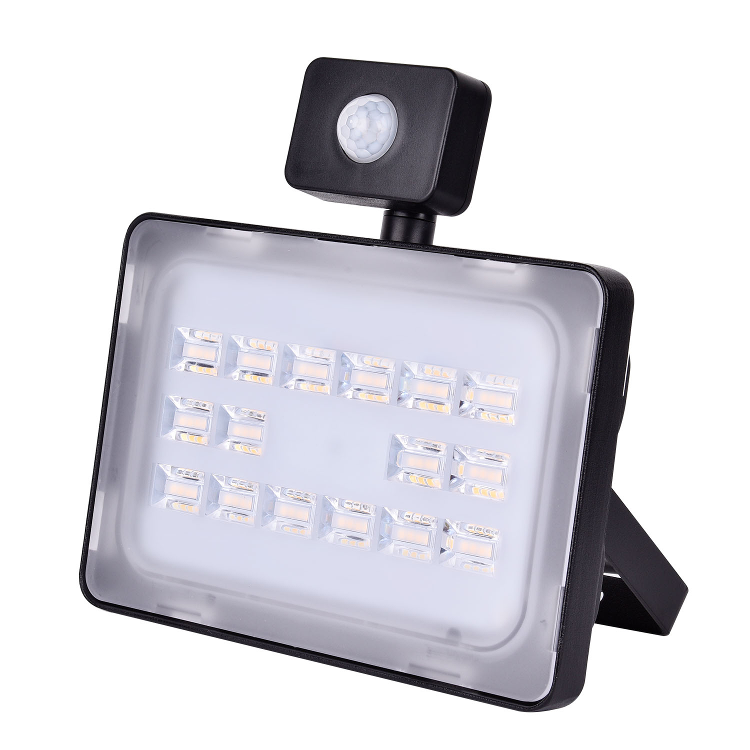 50W LED floodlight with motion sensor, warm white, IP65-rated square outdoor lamp for highways and gardens