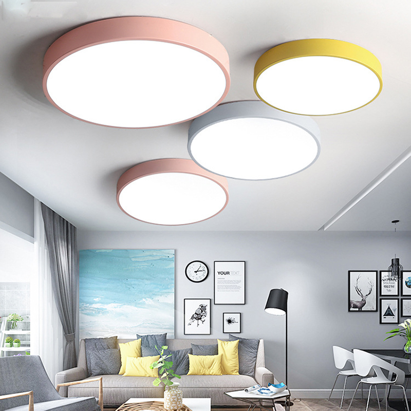 5CM Ultra-thin Ceiling Light Macaron Color Round Acrylic Led Ceiling Lamp Fixture Free shipping