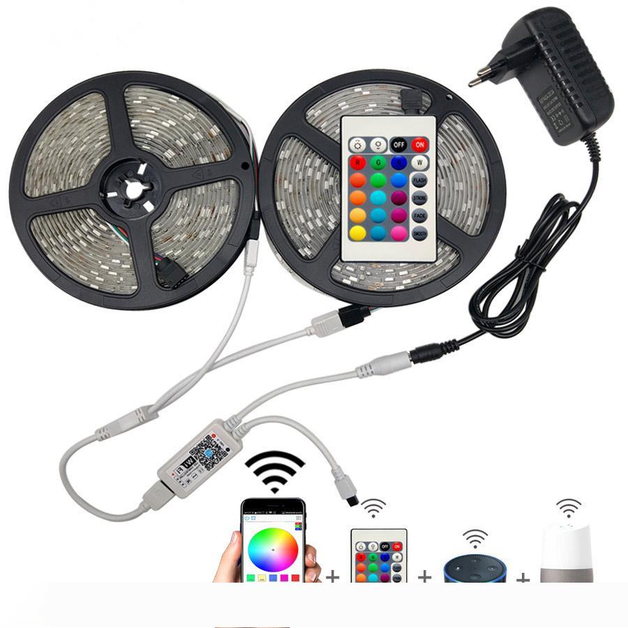 5M 10M 15M waterproof flexible RGB/RGBW/RGBWW LED strip lights with remote and power adapter