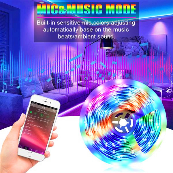 5M RGB LED strip with 150 SMD5050 LEDs, waterproof, includes Bluetooth and 24-key remote control, free delivery