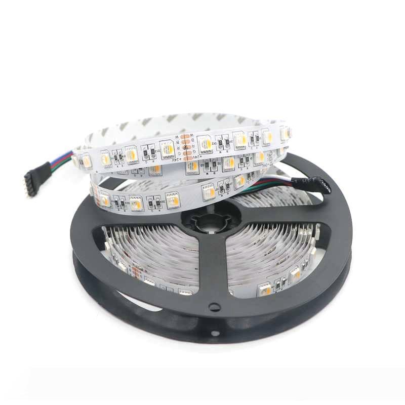 5M SMD 5050 RGBW 4-in-1 LED strip with RGB and white options, 24V DC, non-waterproof