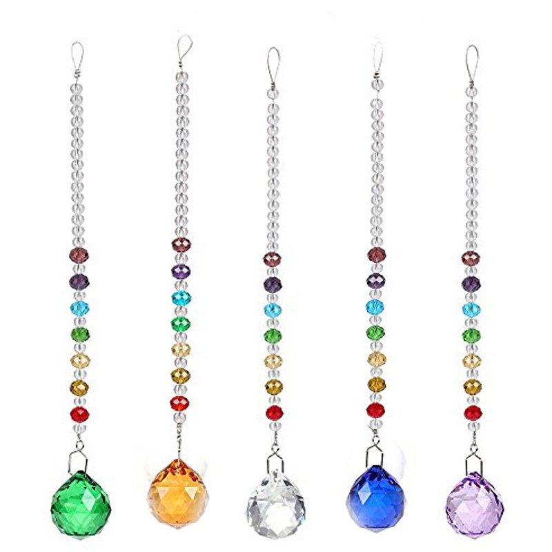 5PCS 20mm Chandelier Crystal Clear Faceted Ball Prism Suncatcher Feng Shui Pendant Home Wedding Ornaments Gifts W111