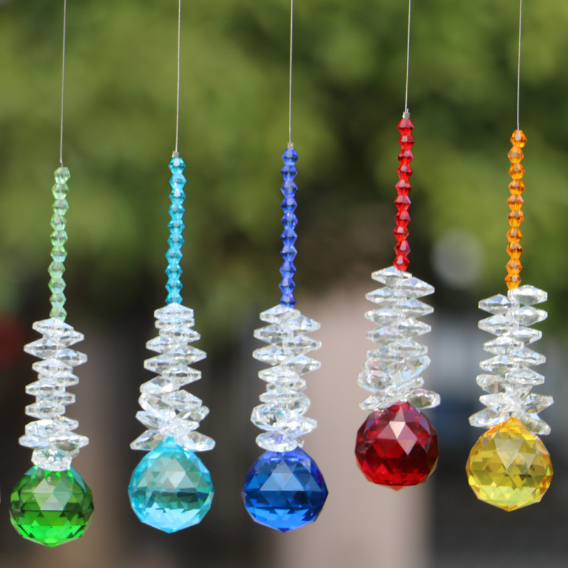 5PCS 30mm Chandelier Crystals Ball Prism Pendant Rainbow Maker Chakra Cascade Suncatcher Home Wedding decoration WQM140