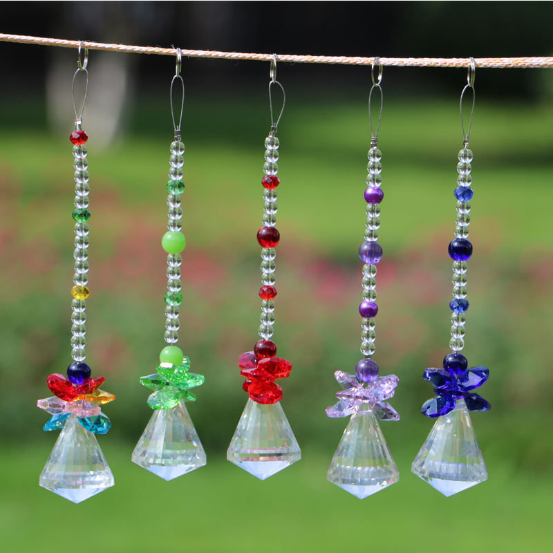 5PCS 30mm Glass Crystal Suncatcher Beads Pendant Crystal Lamp Prisms Chakra Chandelier Crystal Parts Rainbow Maker WQM19