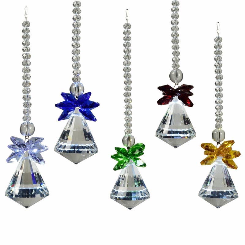 5PCS 30mm Hanging Chakra Suncatcher Ball Crystal Beads Prisms Chandelier Lamp Lighting Pendant Wedding Decoration Gift W021