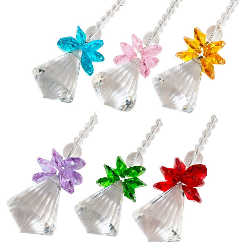 5PCS 40mm Crystal Suncatcher Prisms Pendant Hanging Glass Drop Pendulum Pendants Window Decor Home Decoration W032-40mm