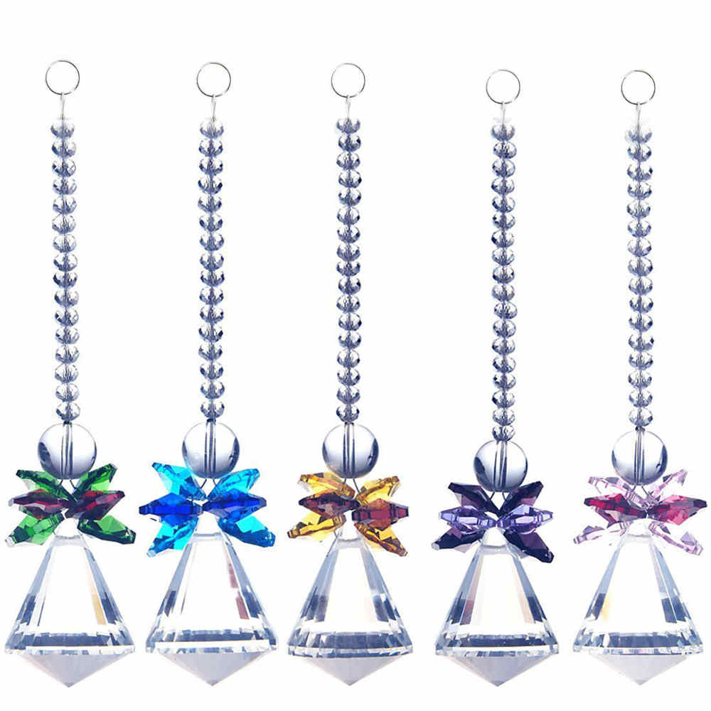 5PCS 40mm K9 Crystal Chakra Faceted Ball Suncatcher Hanging Feng Shui Prism Rainbow Pendant Window Ornament W035