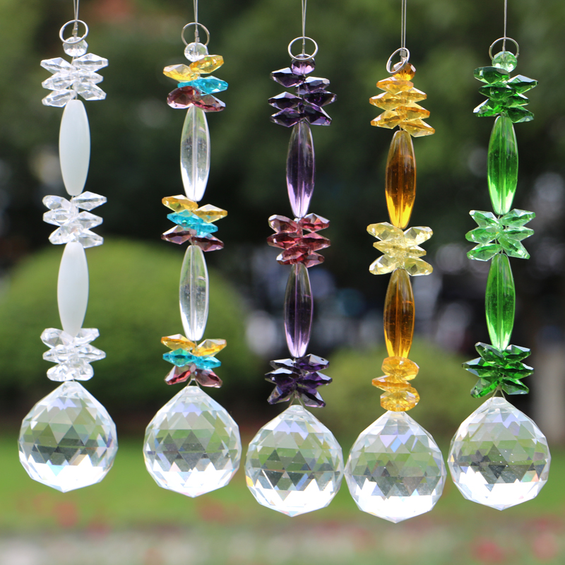 5PCS Chakra Crystal Suncatcher with Octagon Beads for Rainbow Effects in Home or Wedding Decor 30mm