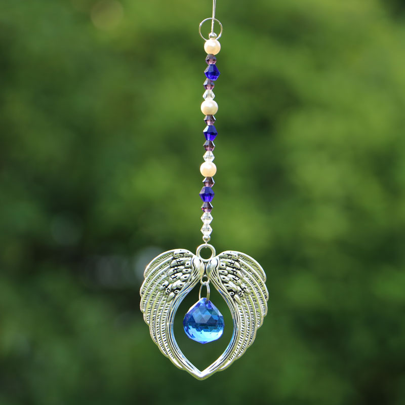 5PCS Crystal Angel Wing Pendants - Rainbow Prism Sun Catchers for Car Mirrors