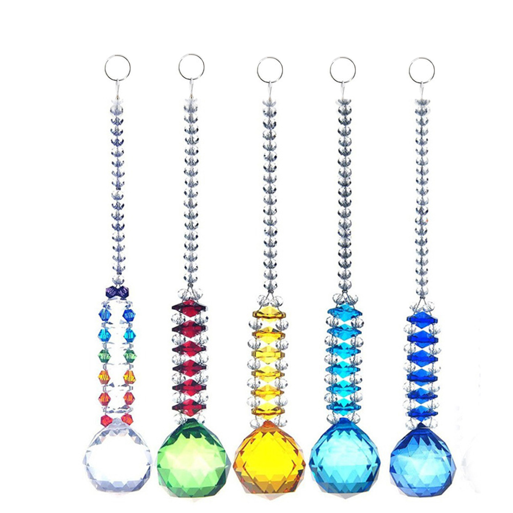 5PCS Hanging K9 Crystal Glass Suncatcher 40mm Ball Chandelier Part Prism Hanging Glass Chakra Feng Shui Pendants Home Decorations W028-30mm