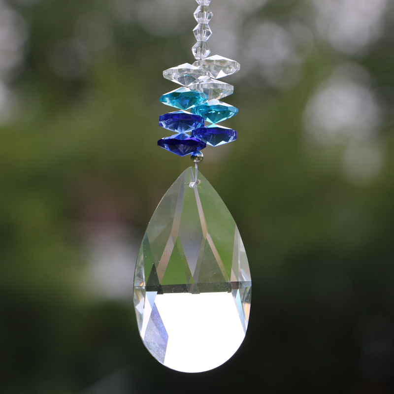 5-piece crystal suncatcher set with teardrop prisms for chakra decor and window hangings
