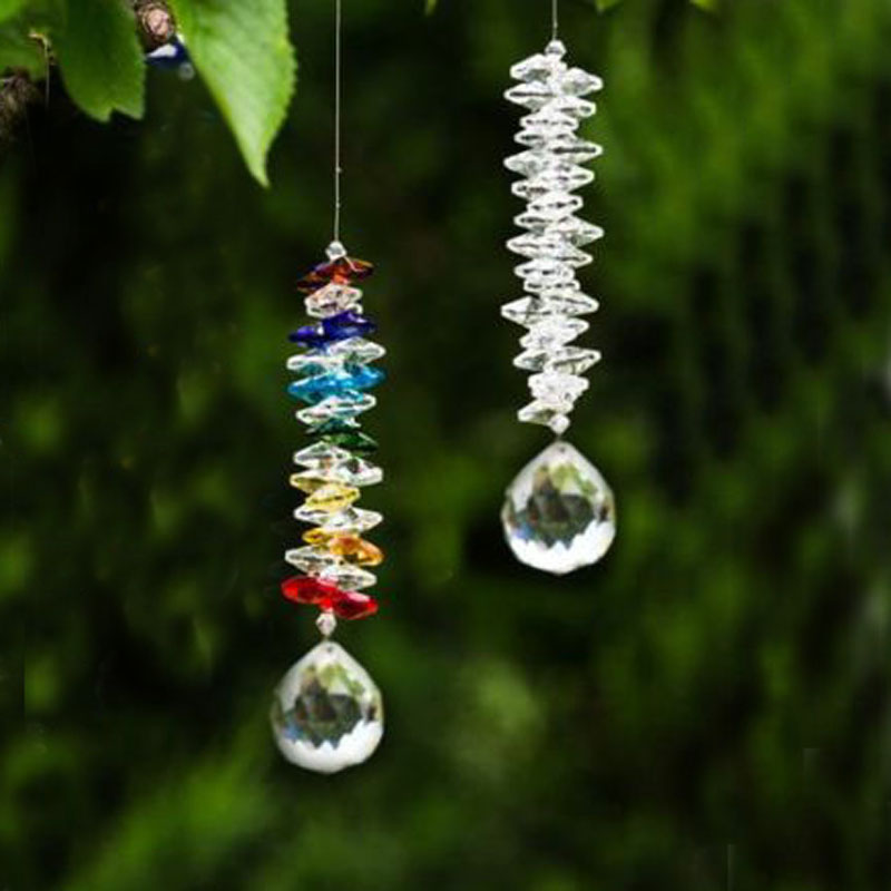 5-piece DIY crystal chakra suncatcher prism pendant for window decoration in 20mm, 30mm, or 40mm sizes