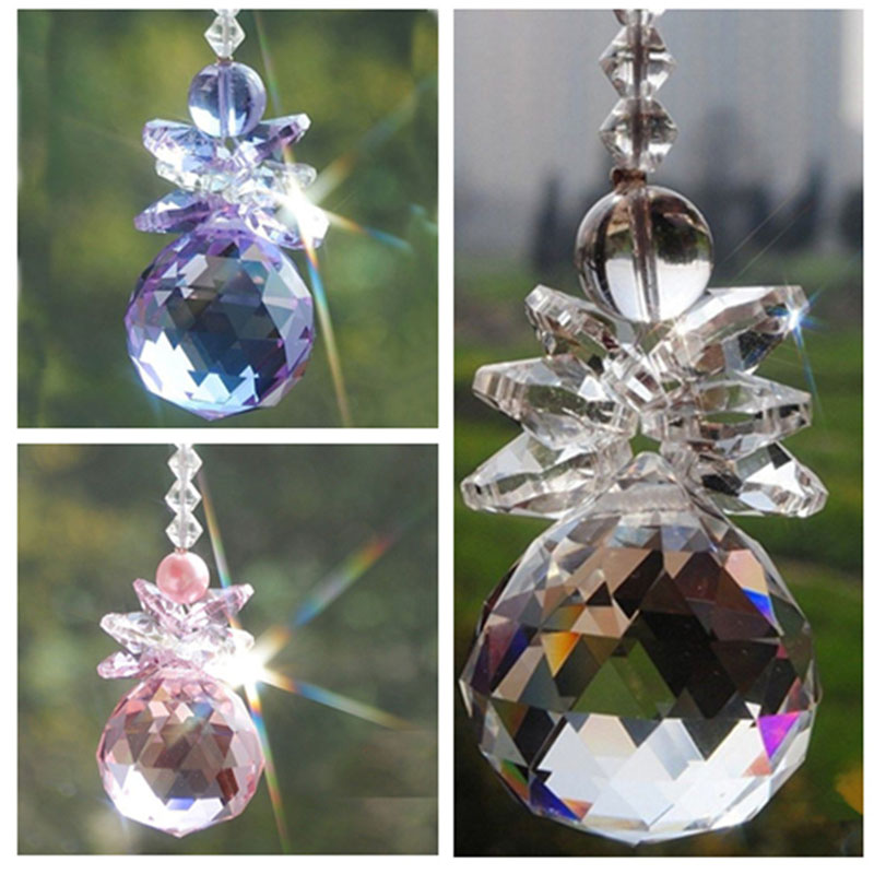 5-piece glass crystal suncatcher set with 40mm prism balls for window decor and wedding embellishment