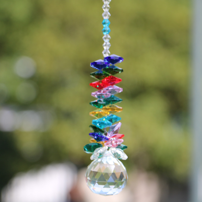 5-piece K9 crystal ball suncatcher set with Feng Shui prisms for window decoration, 20mm size W041