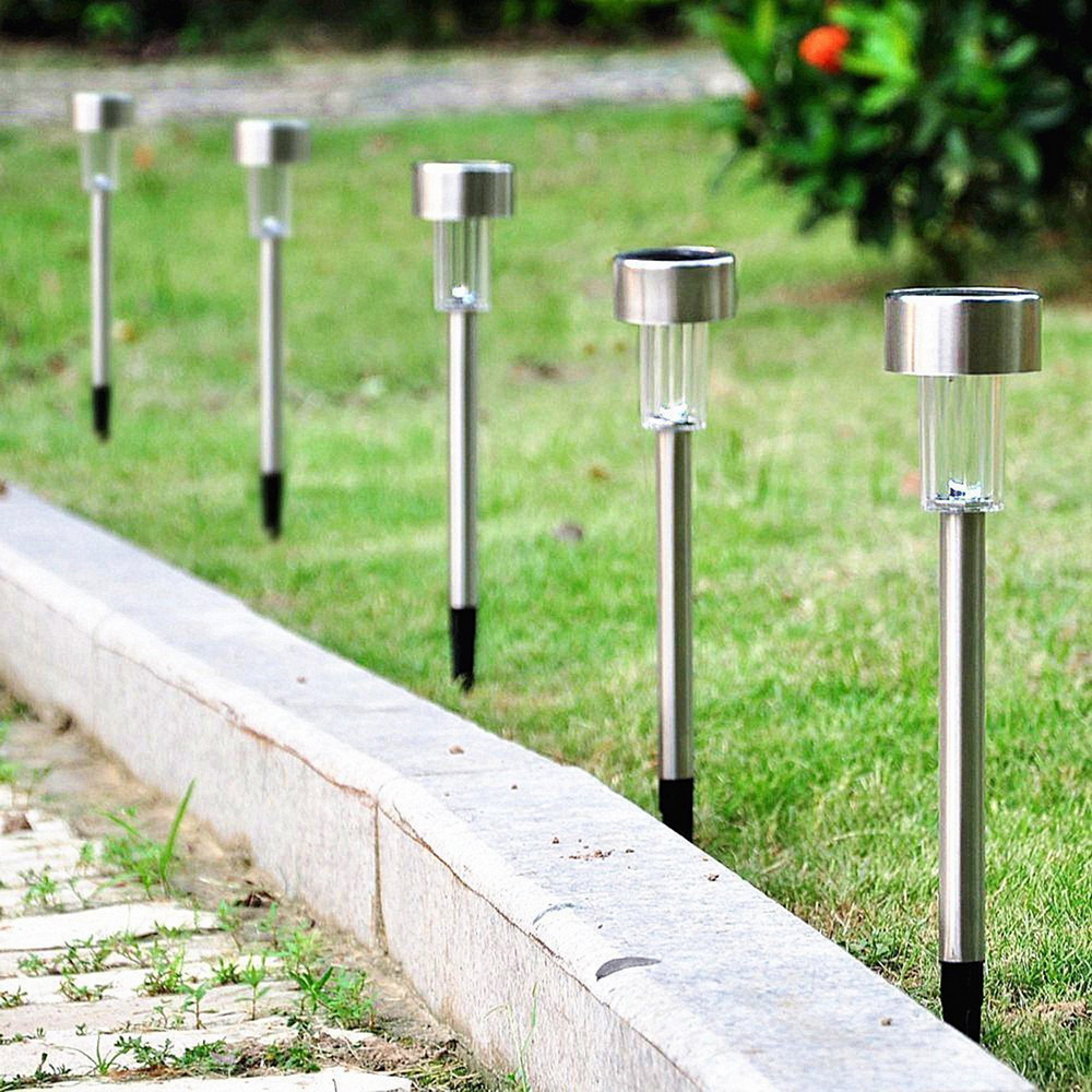 5-piece stylish solar-powered stainless steel garden lamps for outdoor home decor, 12V 15000MCD brightness