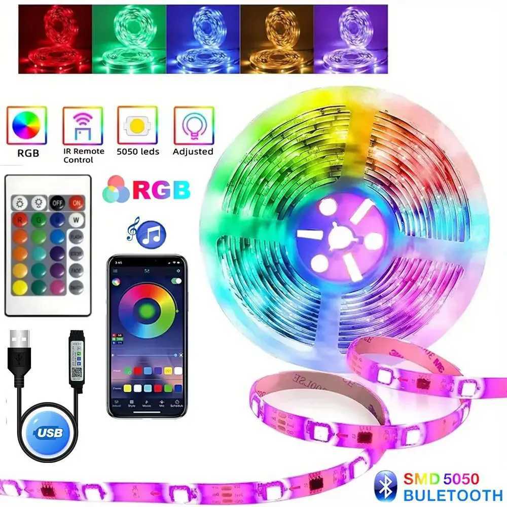 5V USB RGB Bluetooth remote-controlled LED strip light for rooms, available in 1-30M lengths including 5M and 15M adhesive gaming tape Z250416