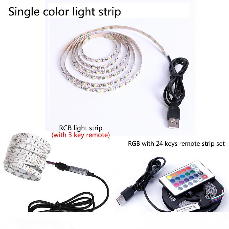 5V USB-powered 5-meter LED strip light for TV backlighting in white or warm white tones