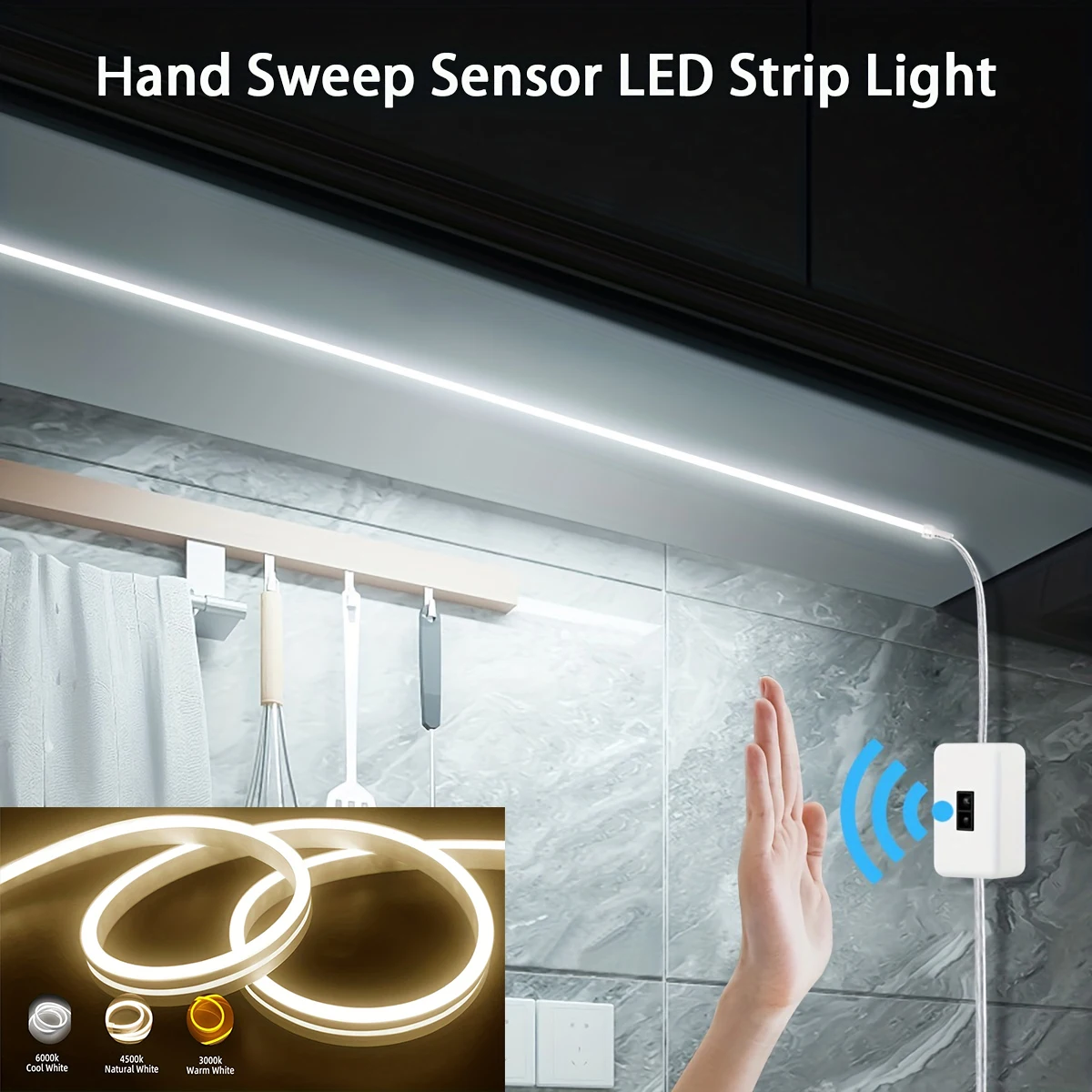 5V USB-powered flexible waterproof neon LED strip with smart gesture dimmer for room decor