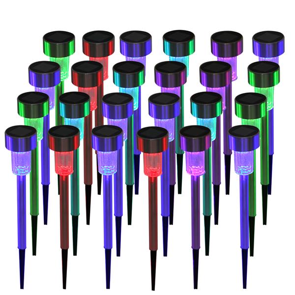 5W 24pcs high-brightness solar-powered LED lawn lamps with shades in seven colors for energy-efficient greenhouse, landscape, and home garden lighting