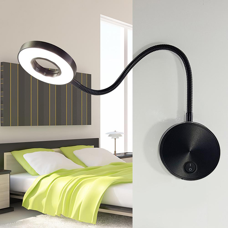 5W Hoses Wall Lamp Flexible Home Bedside Reading Lamps Modern Fashion Book Lights Aluminum LED Bulbs