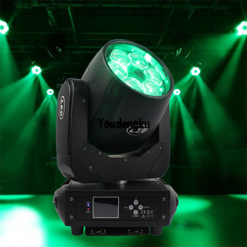 6 compact bee moving head LED lights with 40W RGBW 4-in-1 DMX control, zoomable beam and bee-eye effect