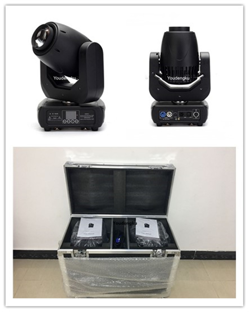 6 DMX-controlled 150W LED moving head spotlights with flight cases