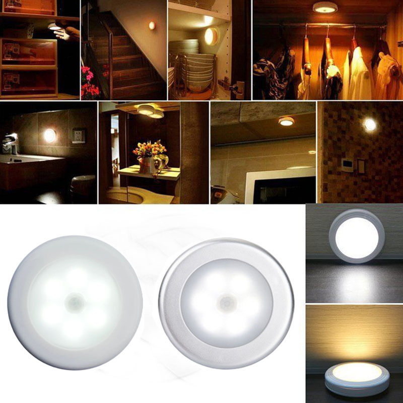 6 LED motion-sensing wireless infrared light for indoor spaces like wardrobes, cupboards, drawers, and stairways