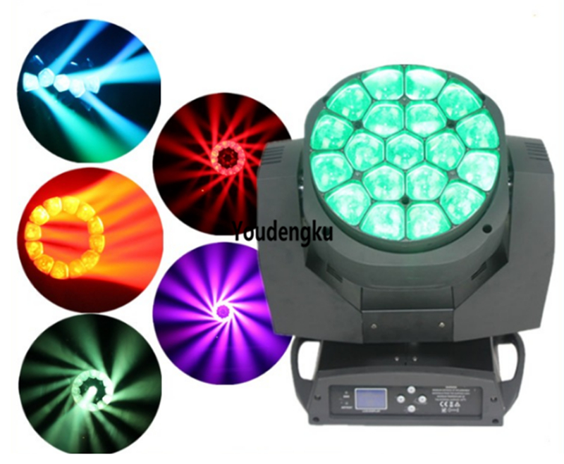 6 powerful 19x15W LED moving head zoom lights with bee-eye effect
