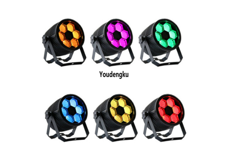 6 RGBW 4-in-1 LED par lights with flower effects for stage use