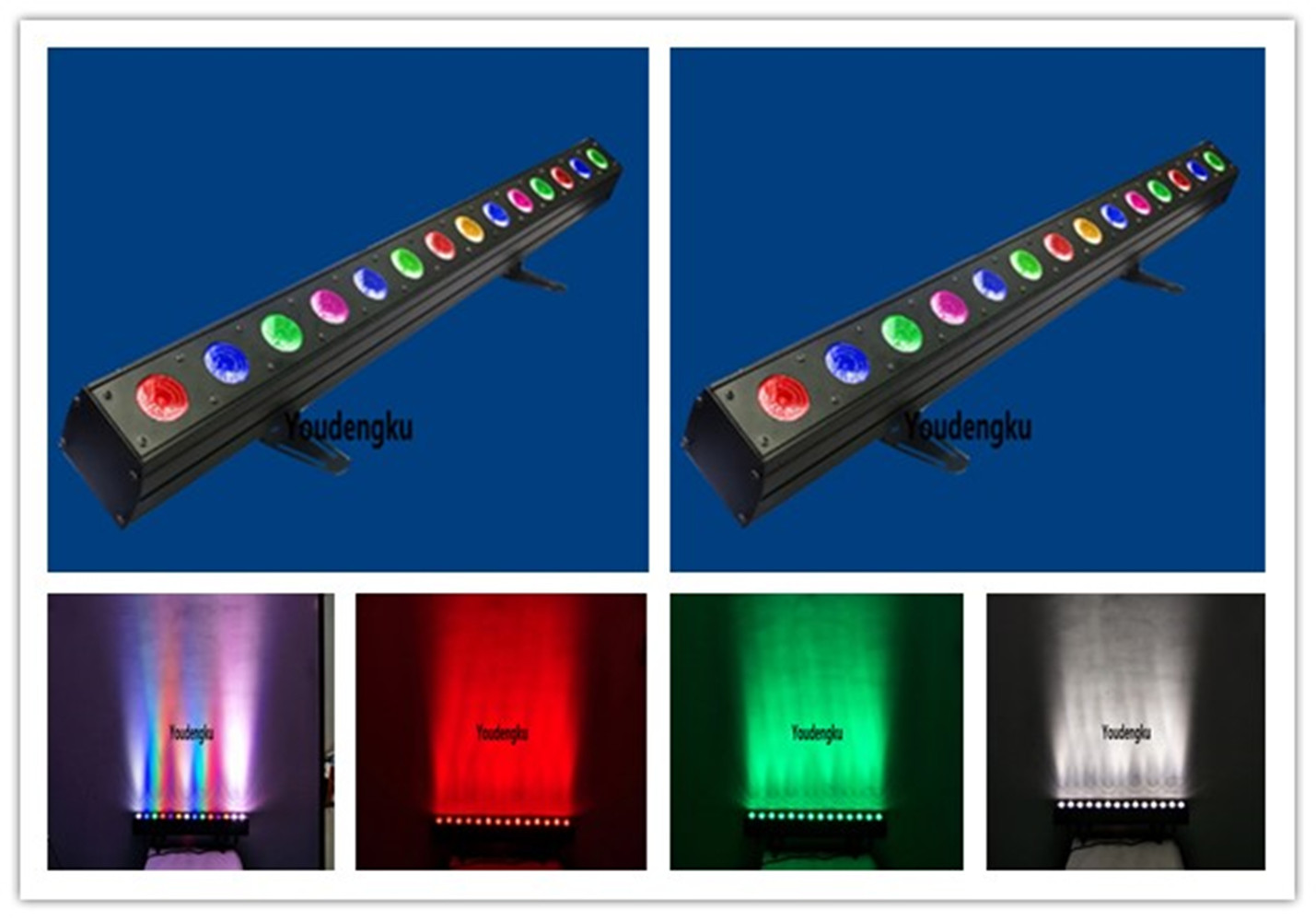 6 RGBWA indoor LED wash wall light strips, 14x15W 5-in-1 LED matrix panels for wall washing