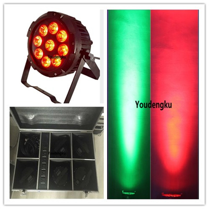 6 waterproof wireless LED flat par lights with charging case, 9x18W 6-in-1 RGBWA UV outdoor DMX stage lighting