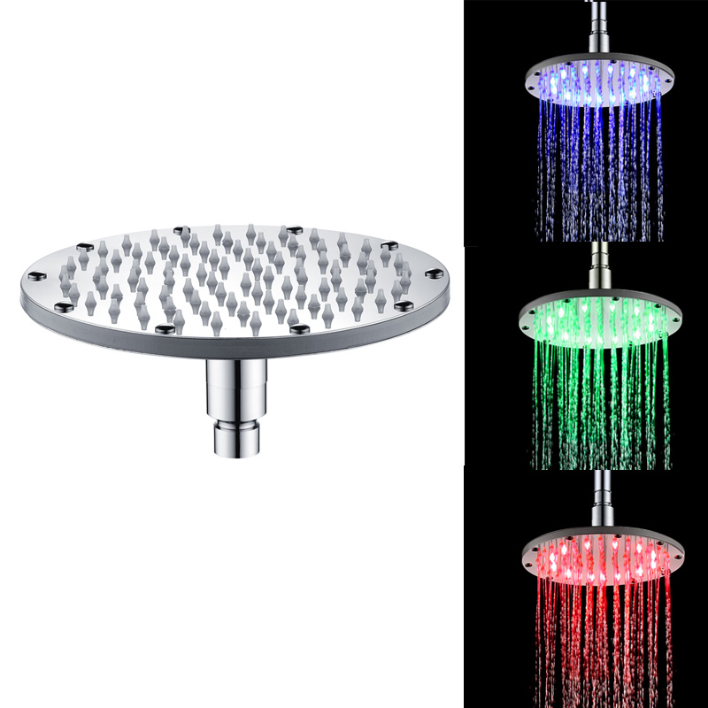 6/8/10 Inch Water-Powered LED Rainfall Shower Head with 3/7 Color Changing Lights, No Shower Arm Included