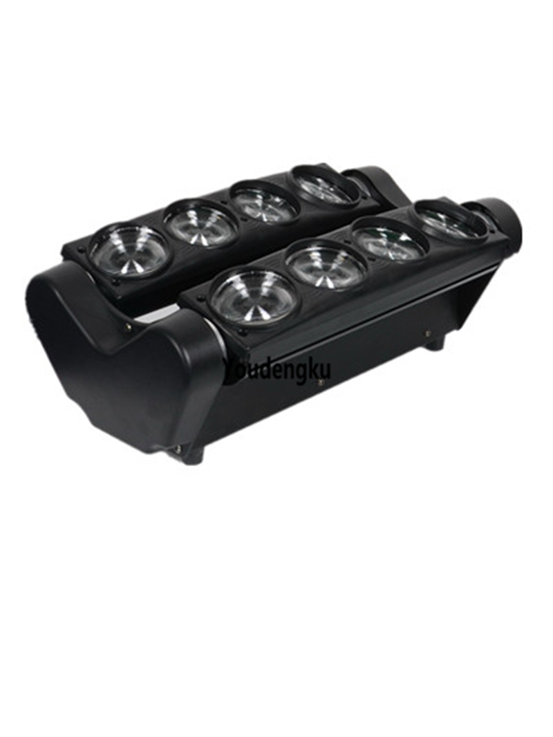 6-in-1 RGBW spider beam moving head light with 8x10W LEDs for DJ stages