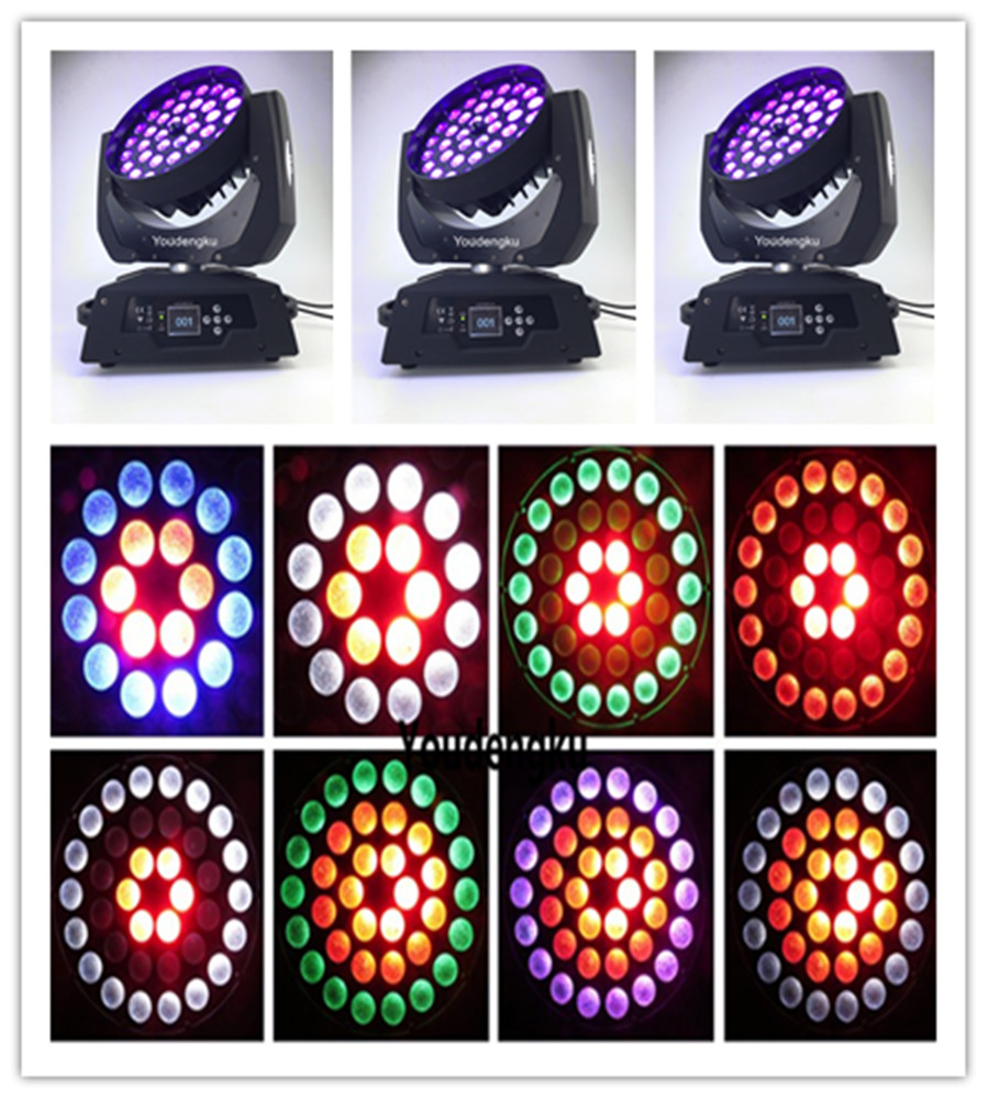 6-in-1 RGBWAUV moving head LED wash light with 36x18W zoom for stage and club lighting
