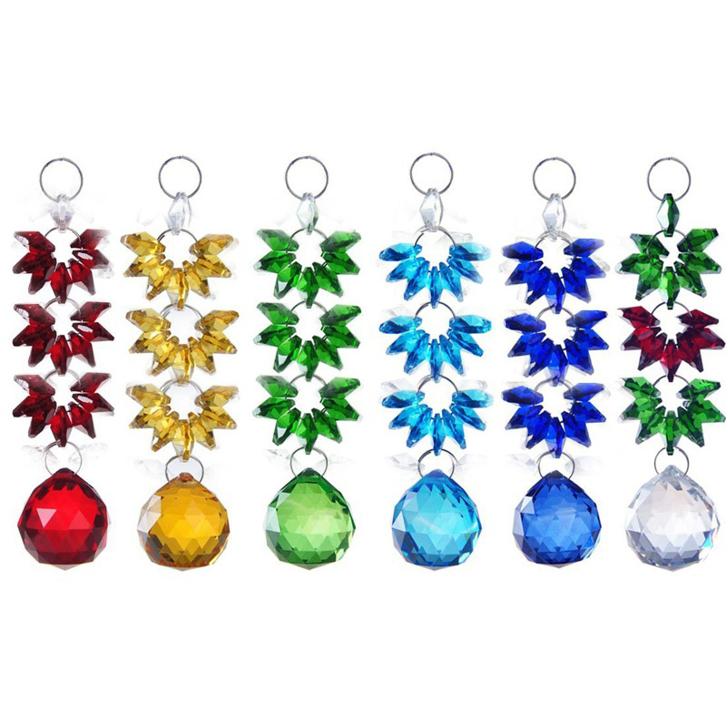 6PCS 30mm Rainbow Suncatcher Crystal Pendant Lamp for Home Decor