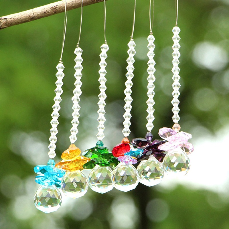 6PCS K9 Crystal Glass Suncatcher Ball Pendant Hanging Feng Shui Prisms Pendant Pendulum Window Ornament Decoration 20mm